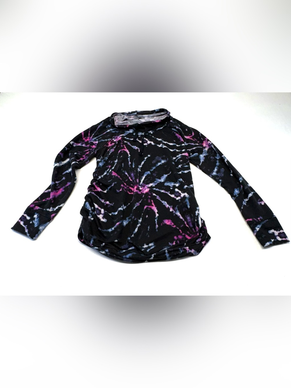 Paisley Sky Black Tie-Dye Long Sleeve Top with Purple & Blue Accents Size Small